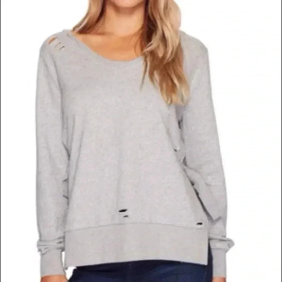 Romeo & Juliet Sweatshirt Gray Distressed Tie Side - Picture 1 of 12